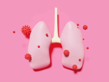3D model of virus with lung. Minimal style.の写真素材