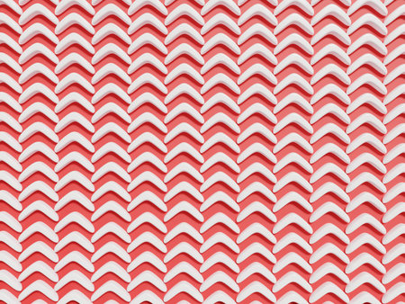Abstract 3D render pattern. Red background.