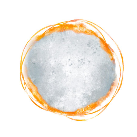 Circle painted in watercolor on white paper with gold glitter border.