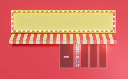 3D Shop facade, online shopping concept, 3d illustration or 3d render.の写真素材