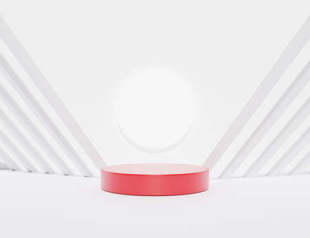 3D rendering of pedestal podium, Abstract minimal display empty space. Geometry podium for beauty cosmetic products or showcase.の写真素材