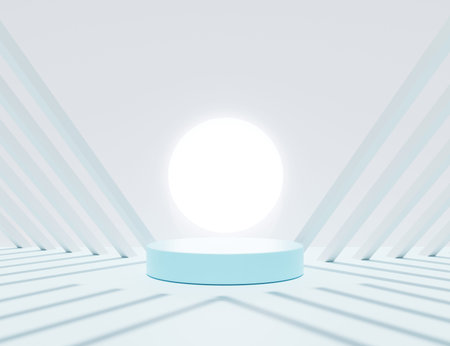 3D rendering of pedestal podium, Abstract minimal display empty space. Geometry podium for beauty...