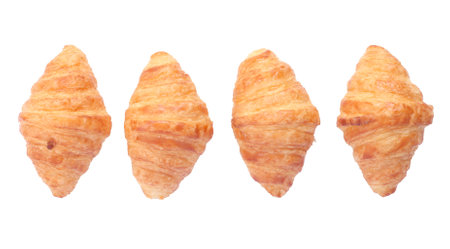 Fresh croissant isolated on white background. Top view.の写真素材