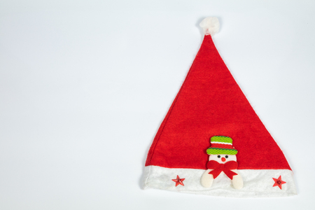 Red Santa hat on white background.の写真素材