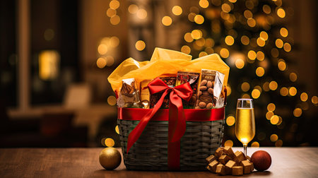 gift box and decorate everything about Happy New year celebration background with copy spaceの素材