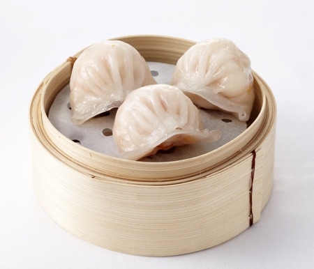 chinese Dimsum  Hagao  in bamboo basketの写真素材