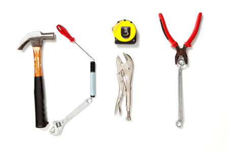 DIY self tools isolated in whiteの写真素材