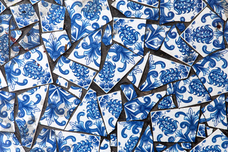 Blue and white tiles background