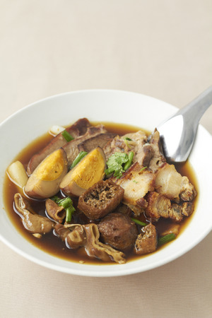 Boiled Chinese pasta square soupの写真素材