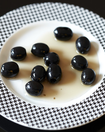 Black olive on plate,close upの写真素材