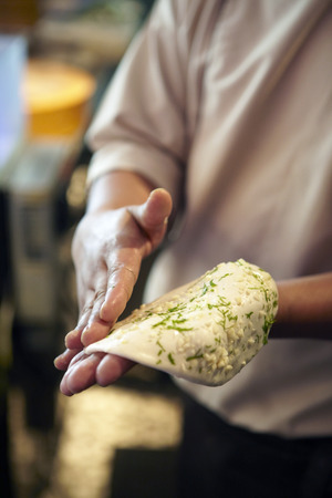 Hand making naanの写真素材