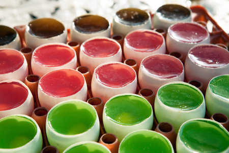 Colourful jelly in eggshell