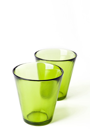 Couple green color glass on backgroundの写真素材