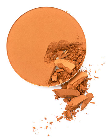 Face make up powder cracked  in round shape containerの写真素材