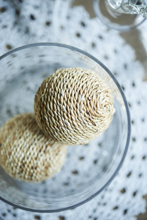 Bamboo weave ball for decoration,top viewの写真素材