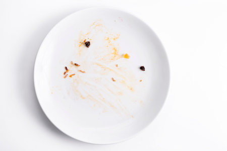 Dirty dish on background