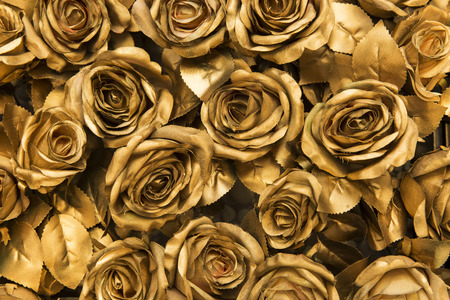 Golden fabric roses backgroundの写真素材