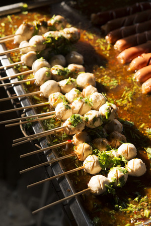 Thai style grilled meat ball with chilli pasteの写真素材