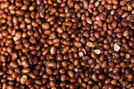 Fried groundnut mixed with salt, top view