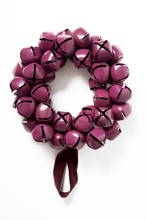 Purple color bells garland for christmasの写真素材