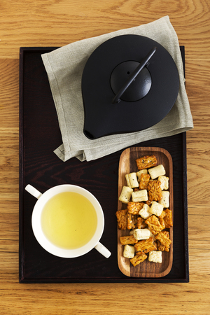 Delicious Japanese rice cracker for tea timeの写真素材