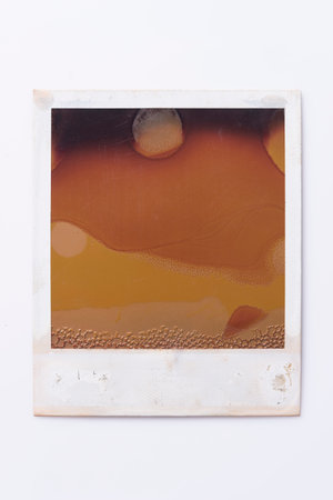 Old ruin undeveloped instant film on white background