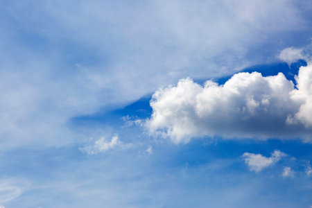 Soft cloud in hard sunlight on blue sky background