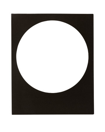 Realistic black card photo frame with circle space inside isolated on backgroundの写真素材