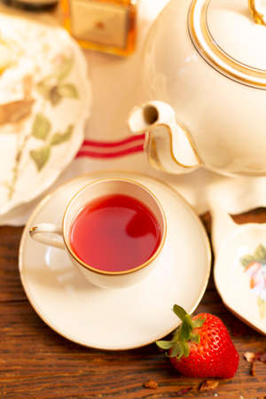 Cup of Strawberry flavor teaの写真素材