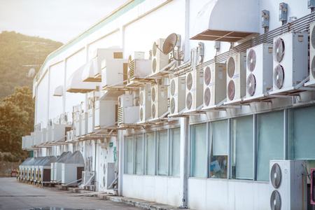 Air compressors wall 2 installed in the factory.のeditorial素材