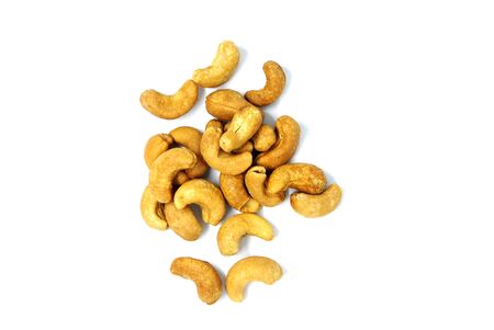 Many Cashew nut isolated white backgroundの写真素材