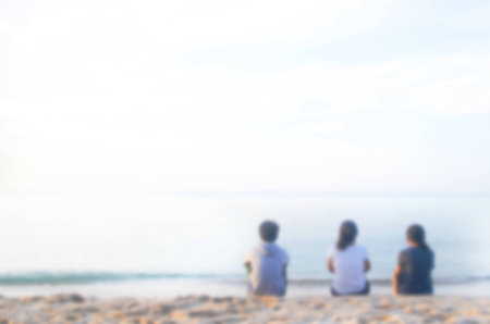 Blur human and sea backgrounds
