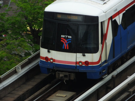 BANGKOK THAILAND-13 MAY 2019:BTS trains.on BANGKOK THAILAND-13 MAY 2019