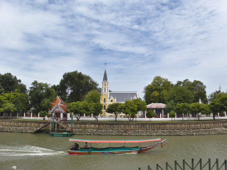 BANGKOK THAILAND-14 AUGUST 2019:Wat Niwet Thammaprawat Ratchaworawihan,Located within the Grand Palace in the Bang Pa-in district of Ayutthaya province of Thailand. Founded in 1878.のeditorial素材