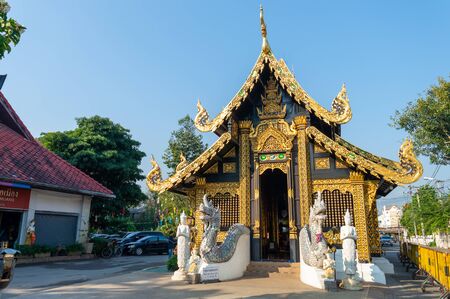 CHIANG MAI THAILAND-10 JANUARY 2020: Chiang Mai City Pillar Temple.Assumed that the pagoda contains the bones of Phaya Mangrai. According to legend Phaya Mangrai was struck by lightning in the market.のeditorial素材