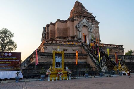 CHIANG MAI THAILAND-10 JANUARY 2020:Wat Chedi Luang temple,Built during the reign of Phaya Saen Mueang King Rama VII of the Mangrai Dynasty.Expected to be built in the years B.E.1928 - 1945.のeditorial素材