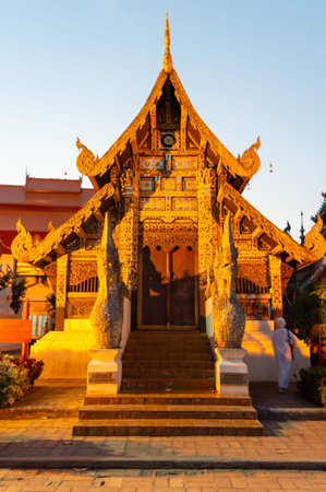 CHIANG MAI THAILAND-10 JANUARY 2020:Wat Chedi Luang temple,Built during the reign of Phaya Saen...