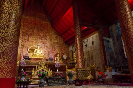 CHIANG MAI THAILAND-11 JANUARY 2020:Phra Singh Buddha statue,Buddha images are Chiang Saen art.Presumably built on B.E. 1888.on CHIANG MAI THAILAND-11 JANUARY 2020:のeditorial素材
