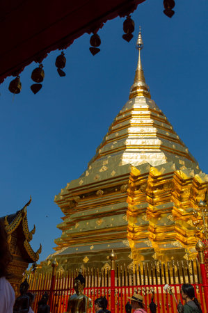 CHIANG MAI THAILAND-12 JANUARY 2020:Wat Phra That Doi Suthep temple The temple is 689 meters high from the plains of Chiang Mai and 1,046 meters above sea level.The most important temple in Chiang Maiのeditorial素材
