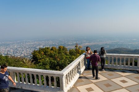 CHIANG MAI THAILAND-12 JANUARY 2020:Chiang Mai City 's,Landscape view of Doi Suthep Tourists taking pictures and taking in the city views of Chiang Mai.のeditorial素材