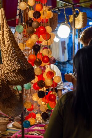 Chiang Mai Walking Street CHIANG MAI THAILAND-12 JANUARY 2020:A local handicraft market made from silk,ceramics,metal,glass,wood or art and food Thai tourists and foreigners enjoy walking and shoppingのeditorial素材