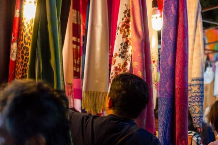 Chiang Mai Walking Street CHIANG MAI THAILAND-12 JANUARY 2020:A local handicraft market made from silk,ceramics,metal,glass,wood or art and food Thai tourists and foreigners enjoy walking and shoppingのeditorial素材