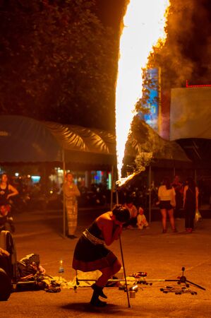 Chiang Mai Walking Street CHIANG MAI THAILAND-12 JANUARY 2020:Street performance on Chiang Mai Walking Street Tourists surf, watch shows and take pictures With both singing and other performances.のeditorial素材