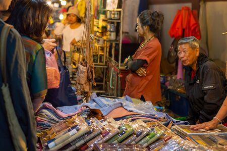 Chiang Mai Walking Street CHIANG MAI THAILAND-12 JANUARY 2020:A local handicraft market made from silk,ceramics,metal,glass,wood or art and food Thai tourists and foreigners enjoy walking and shoppingのeditorial素材