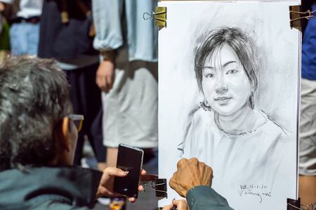 Chiang Mai Walking Street CHIANG MAI THAILAND-12 JANUARY 2020:A local handicraft market made from silk,ceramics,metal,glass,wood or art and food Thai tourists and foreigners enjoy walking and shoppingのeditorial素材