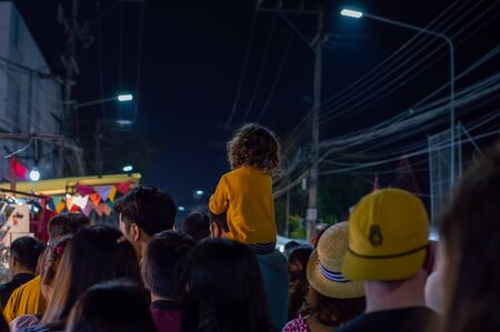 Chiang Mai Walking Street CHIANG MAI THAILAND-12 JANUARY 2020:A local handicraft market made from silk,ceramics,metal,glass,wood or art and food Thai tourists and foreigners enjoy walking and shoppingのeditorial素材