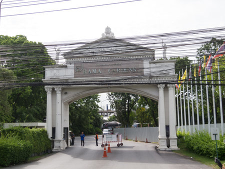 Rama Gardens Hotel BANGKOK,THAILAND-10 AUGUST 2018: Hotel entrance - This hotel is located on...