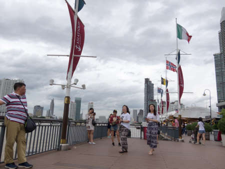 Asiatique BANGKOK,THAILAND-16 AUGUST 2018: The tourists come to Bangkok to see the beautiful river. on, 16 AUGUST 2018, in Thailand.のeditorial素材