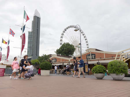 Asiatique BANGKOK,THAILAND-16 AUGUST 2018: The tourists come to Bangkok to see the beautiful river. on, 16 AUGUST 2018, in Thailand.のeditorial素材