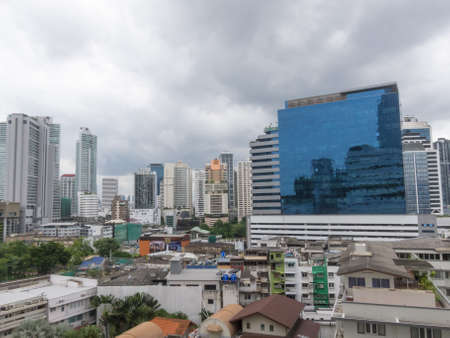 EmQuartier Shopping Center BANGKOK,THAILAND-18 AUGUST 2018: View of the city center of Bangkok on the sky garden and water park. on, 18 AUGUST 2018, in Thailand.のeditorial素材
